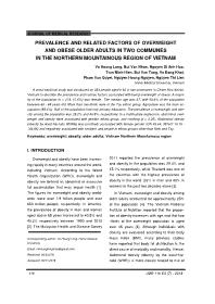 Prevalence and related factors of overweight and obese older adults in two communes in the northern mountainous region of Vietnam – Vo Hoang Long