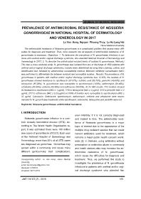 Prevalence of antimicrobial resistance of neisseria gonorrhoeae in national hospital of dermatology and venereology in 2017 – Le Van Hung