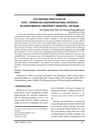 The feeding practices of post - Operative gastrointestinal patients in hanoi medical university hospital, Vietnam – Linh Nguyen Thuy