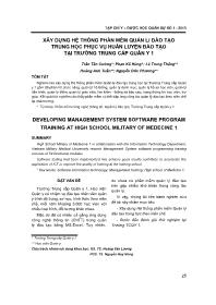 Xây dựng hệ thống phần mềm quản lí đào tạo trung học phục vụ huấn luyện đào tạo tại Trường Trung cấp Quân y 1