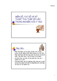 Biến số, chỉ số và kỹ thuật thu thập số liệu trong nghiên cứu y học