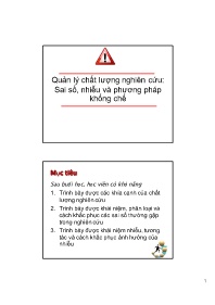 Quản lý chất lượng nghiên cứu: Sai số, nhiễu và phương pháp khống chế