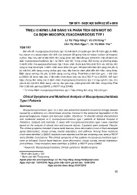 Triệu chứng lâm sàng và phân tích gen một số ca bệnh mucopolysaccharidosis týp i